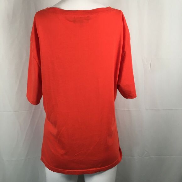 7 For All Mankind T-Shirt Womens S Orange Jersey Knit Short Sleeve Twist Front - Picture 3 of 7